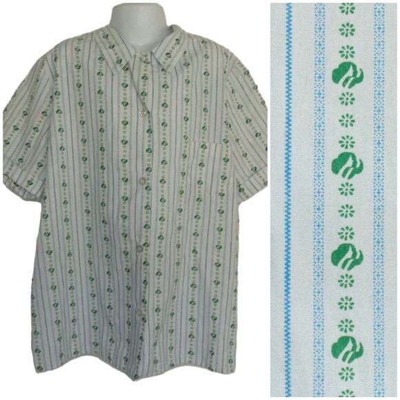 GIRL SCOUTS Uniform Shirt, 14, Vintage, White Button front, Green Logo - Picture 1 of 11